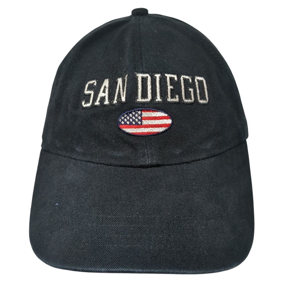 San Diego U.S. Flag Slideback Baseball Cap Black One Size Adjustable Mv Sport